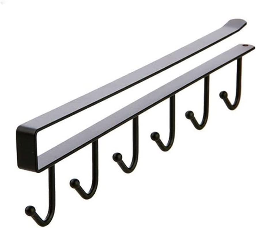 JSEIAJB 6 Hook Storage Rack Wardrobe Shelf Cup Holder Bathroom Kitchen Hanger Towel Rack(D)