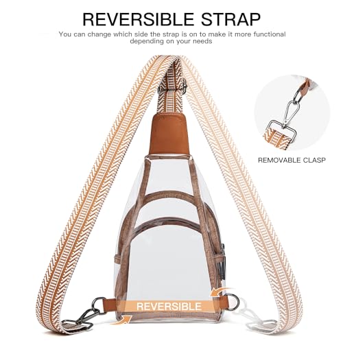 LATMAP Clear bags Stadium Approved Crossbody Fanny Pack Sling Bag Backpack Purses for Women Men for stadium events Unisex Brown — view 6