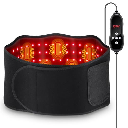 Cinturón De Masaje Con Luz Roja, Luz Roja 660nm & Luz Infrarroja Cercana 850nm, Cinturón Espalda Envolvente Con 6 Ajustes Temporales, 3 Modos De Luz, 5 Niveles De Masaje, 2 Formas De Alimentación