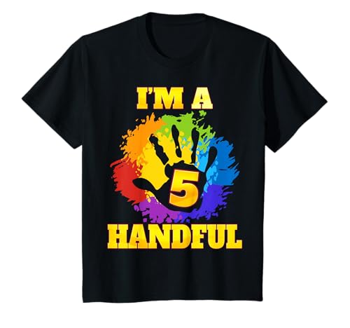 Bambino Kids I'm A Handful Five Years Old 5th Birthday Party Kids Maglietta