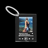 Personnalisé personnalisé Porte-clés Spotify Code Carte de Musique Porte-clés personnalisé Photo Style Album Musique Musique Signe Chanson Plaque Porte-clés Cadeau pour la Saint-Valentin