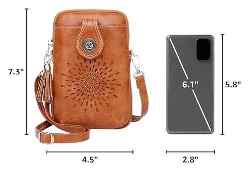 Image of APHISON Small Crossbody Bags for Women, Lightweight Vegan Leather Cell Phone Purse, Cute Purses with Tassels