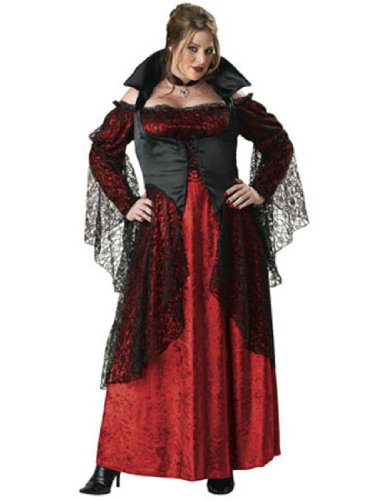 InCharacter Costumes, LLC Vampiress Adult Plus Full Length Gown, Red/Black, XX-Large