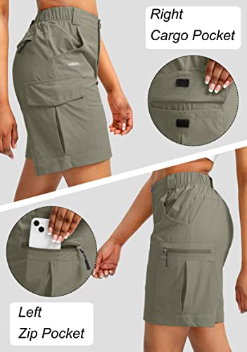 Viodia Women's 7" Hiking Cargo Shorts With Pockets Quick Dry Lightweight Shorts For Women Golf Casual Summer Shorts Slate Green #TOP3