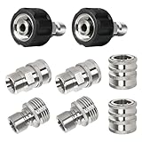 Hourleey Pressure Washer Adapter Set, Stainless Steel Quick Disconnect Kit with M22 Metric Male Thread Quick Connector, M22 Swivel to 3/8'' Quick Connect, 3/4" to Quick Release, 8 Pack