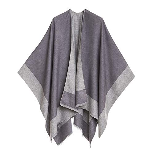 Cardigan Poncho Cape: Women Elegant Cardigan Shawl Wrap Sweater Coat for Fall Winter (PCLE02-4)