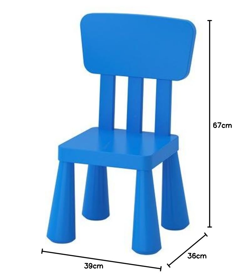 IKEA Sedia per bambini "MAMMUT", in plastica sicura, colore blu, 39 x 36 x 67 cm (larghezza x profondità x altezza)