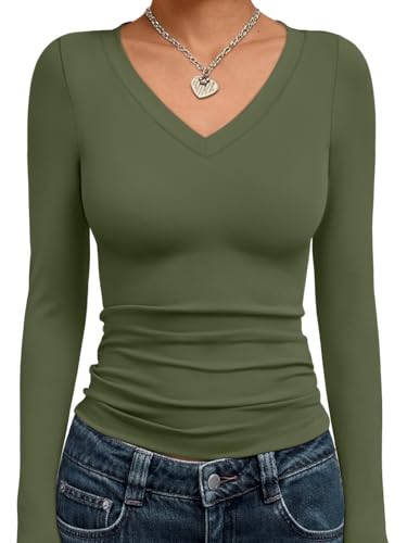 Image of Trendy Queen Womens Long Sleeve Shirts 2026 Fall Fashion Basics Crop Tops