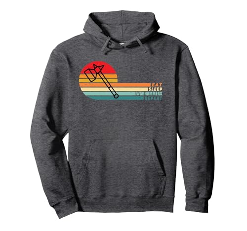Image of Vintage Eat Sleep Warhammers Repeat for Men Women boys Kids Pullover Hoodie, Adult Unisex, Dark Heather Grey, Medium