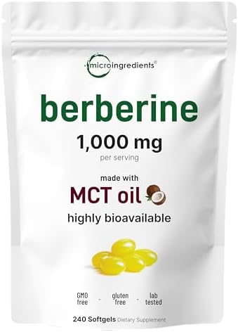 Micro Ingredients Berberine 1000mg with MCT Oil, 240 Softgels | H...