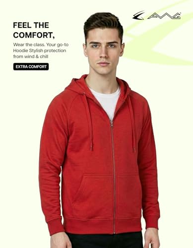 Image of AWG ALL WEATHER GEAR Hoodies for Men | Men's Solid Hooded Sweatshirt | Winter Wear | Pullover | Jackets for Men Stylish | Zipper Hooded Sweatshirt