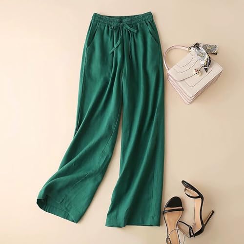 Women Fashion Solid Color Cotton Elastic Long Pants Beach Leisure Trousers Trendy Fall Outfits for2