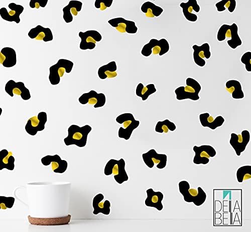 Leopard Print Wall Stickers Black and Gold Animal Print Colourful Vinyl Stickers Spots Irregular Dots Animal Wall Decals Leopard Print Gift Living Room Home Decoration Home Office Décor UK