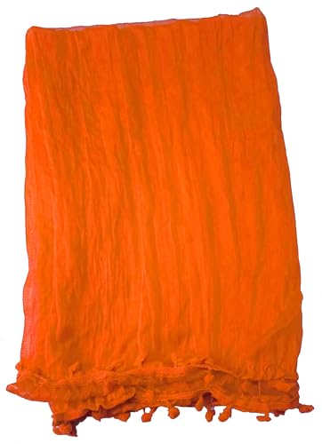 Image of YOUTHQUAKE Women's Solid Casual Dailywear Faux Chiffon Multi Color Dupatta With Pum Pum Lace (Set of 7)