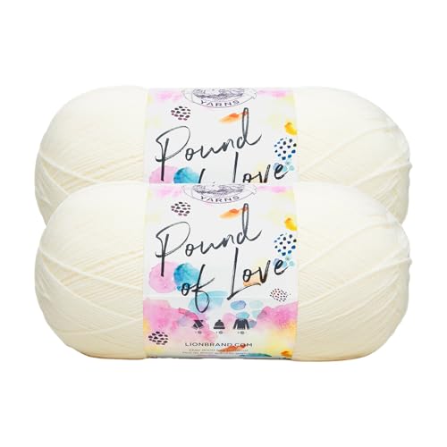 Image of Lion Brand Yarn, Pound of Love Crochet Yarn, Antique White, 2 Pack