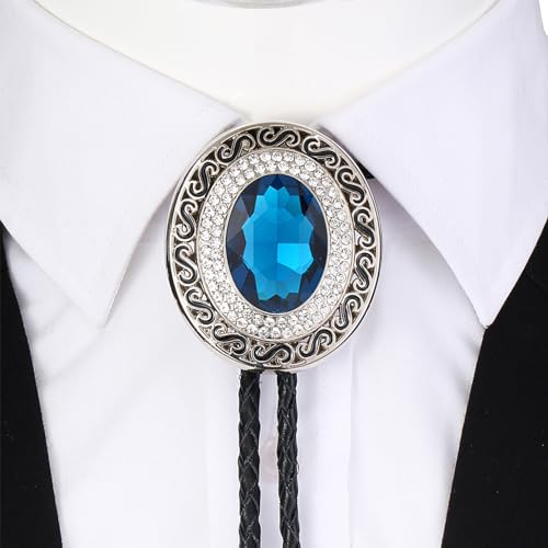 Image of Western Bolo Tie Cowboy Bolo Ties Rhinestone Necklace Bola Tie for Men Women