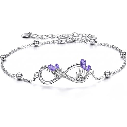 Image of POPLYKE Ladybug /Dragonfly /Bee /Paw Bracelet for Women Sterling SIlver Bracelet /Anklet Jewelry Gift for Women