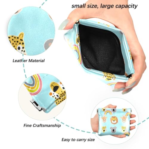 Animal Faces Coin Purse Leather Pouch Change Purse, Squeeze Coin Pouch for Cards, Keys & Lipsticks, Unisex2