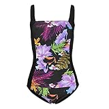 OutTop Women's Monokini Swimsuits One Piece Floral Printed Bathing Suits Summer Straps Push Up Swimwear Beachwear (Purple, M)
