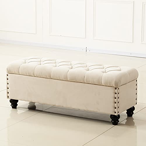 Pouf rectangulaire en lin avec coffre pour optimiser les petits espaces encombrés