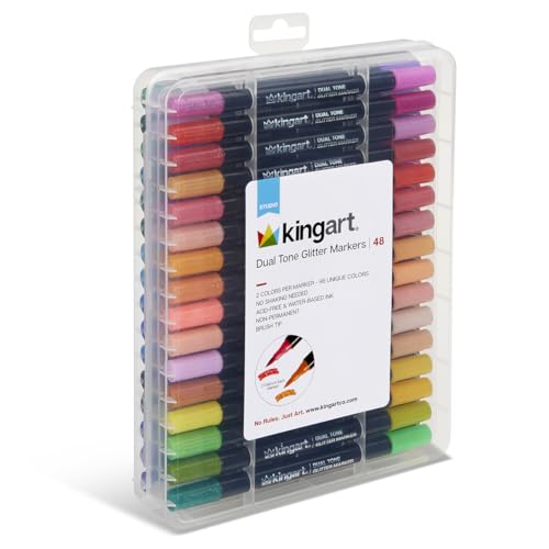 KINGART 48-Piece Acrylic Paint Marker Set – 2mm Bullet Tip – Vibrant Water-Based Multi-Surface Art Pens for Rock, Glass, Wood, & Canvas – 48 Unique Colors with Portable Storage Case Included by KINGART - Used condition - Image 7