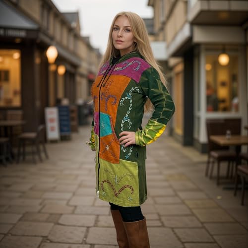 Agan Traders Women's 2025 Summer Bohemian Patch Distressed Rib Outwear Long Coat Jacket4