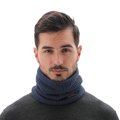 NovForth Winter Neck Warmer Fleece Lined Infinity Scarf Thicken Windproof and Dust Skiing Circle for mens women Double-Layer Fleece Lining Knit