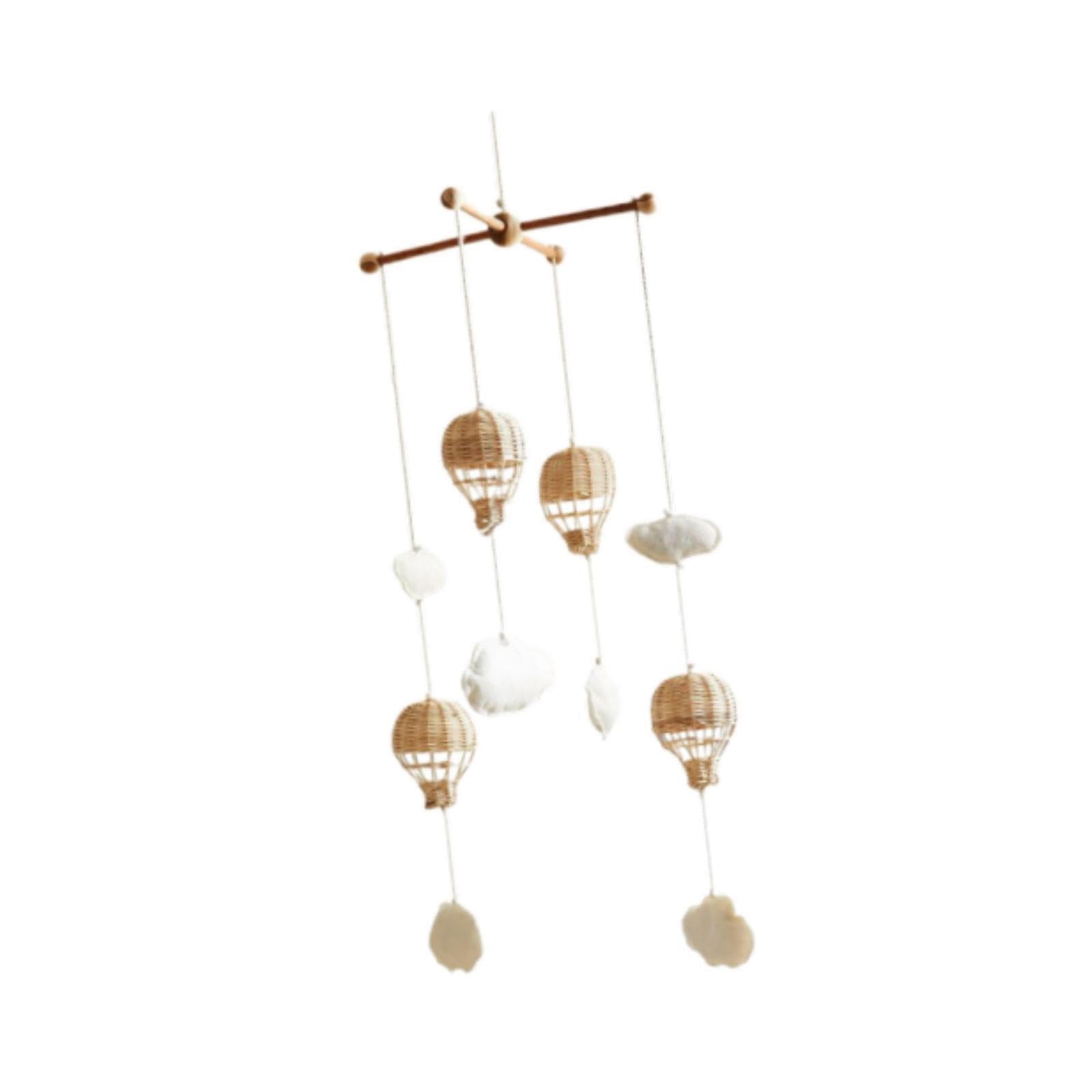 Affascinante giostrina per Culla con Mongolfiera in Rattan e Nuvola Pendente, Prima Infanzia e Decorazioni per Bambini, Materiale didattico per