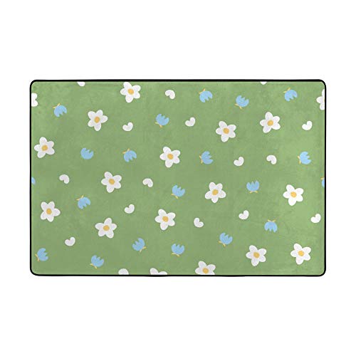 Tapis fleurs vertes Ruchen : douceur velours corail pour votre cocon - 2