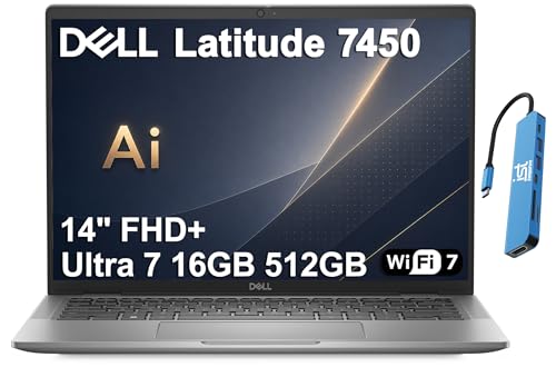 Image of Dell Latitude 7450 7000 Business AI Laptop (14 inch FHD+, Intel 16-Core Ultra 7 165H (> i7-1355U), 16GB DDR5, 512GB SSD), 2X Thunderbolt 4, IR Webcam, Wi-Fi 7, Win 11 Pro, Prev-Gen Pro 14 Premium