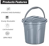 Best House | Plastic Bucket with Lid | 5 Litres | Grey | 2 Pcs | Carry Handle | Multipurpose Storage for Water Kitchen Garden Cleaning Water Animal Bird Feed - (Pack of 2) - Image 5