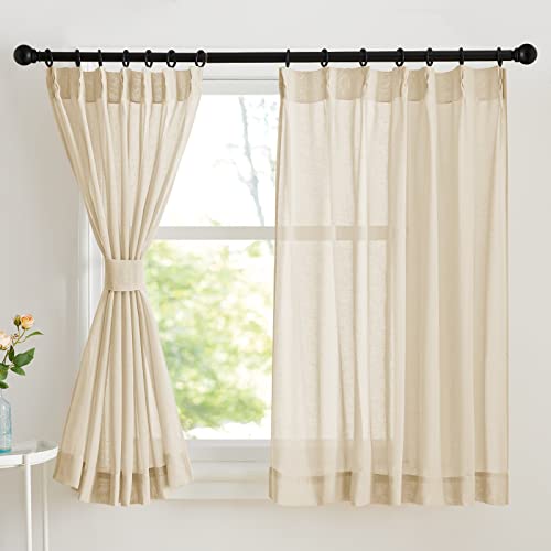 NICETOWN レースカーテン 麻風 タイプ-3 UVカット 外から見えにくい リネン風...