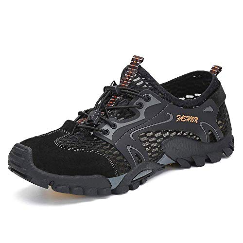 Zapatillas de Agua para Senderismo para Hombre Zapatillas New Balance Zapatos para Hombre de Secado rápido Malla Ligera Transpirable Zapatos Impermeables para Correr al Aire Libre (43 EU, Negro)