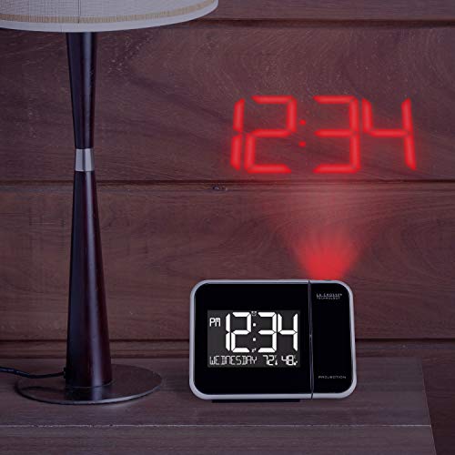 La Crosse Technology 616-1412 Projection Alarm Clock With Indoor Temperature, 5.90" L X 2.30" W X 4.40" H, Black #TOP5