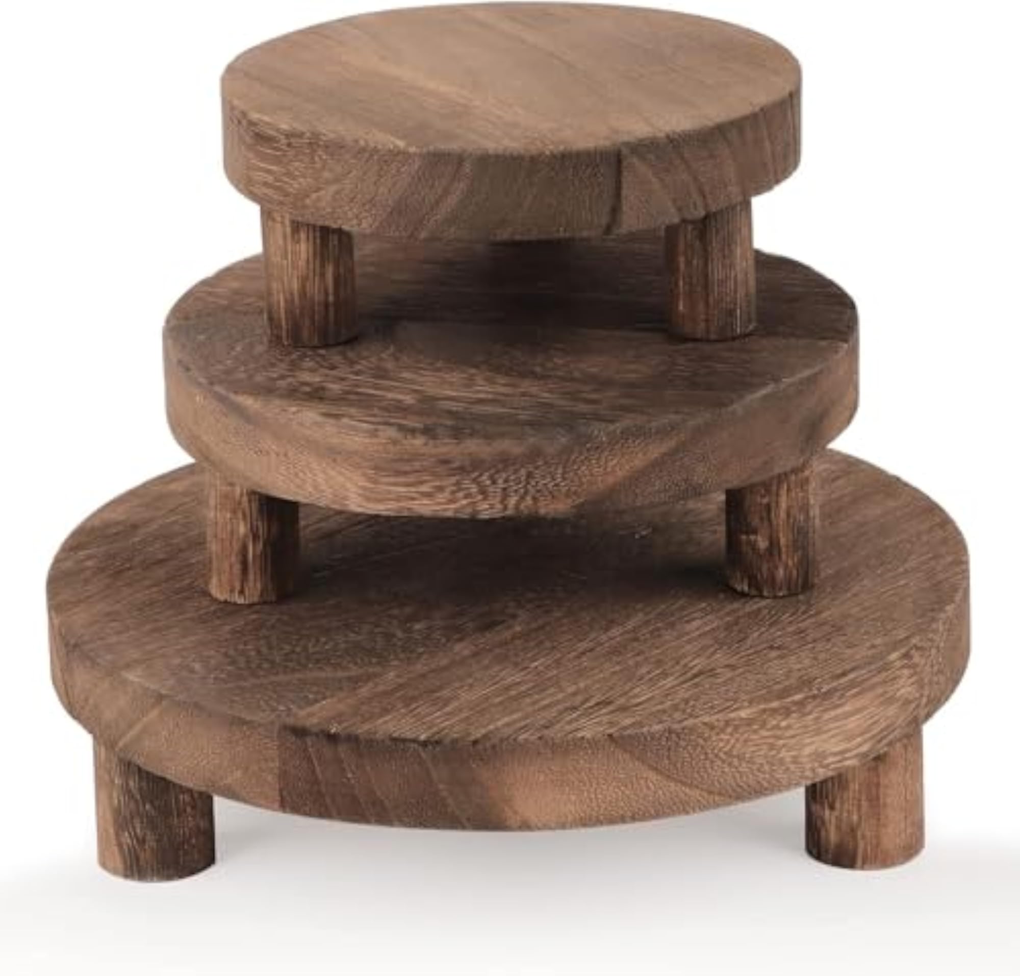 Round Wooden Display Riser for Home Decor Organization
