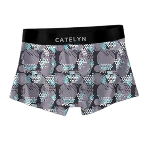 Image of CATELYN Printed Men's Extra Thin Elastic Ice Silk Underwear - Long, Comfortable, Breathable Boxer Brief Trunks, Smooth Fabric (Pack of 3)