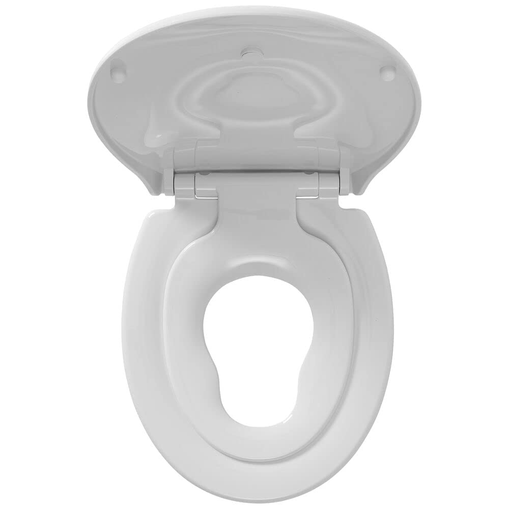 Tiger Tulsa Toilettensitz mit integriertem Kindersitz, WC-Sitz mit Absenkautomatik und Easy-Clean-Funktion, integrierter Sitz für Kinder mit magnetischer Halterung, Weiß, Edelstahlbefestigung