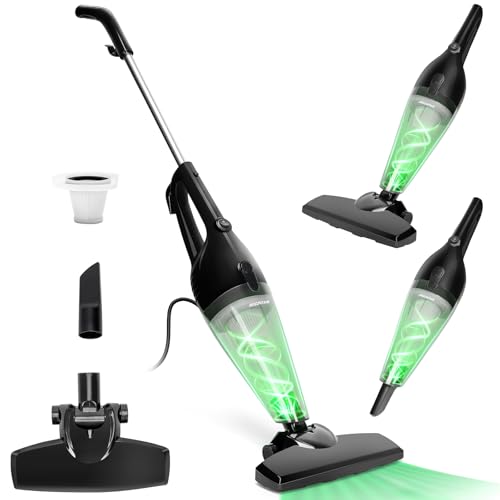 Aigostar Aspiradora Vertical con Cable 4 en 1, 600W Aspirador Escoba, Potente de 15000Pa, Capacidad de 1,2L, Cable de 6 m, Ligera e Sistema de filtración ciclónica súper eficiente - Stan