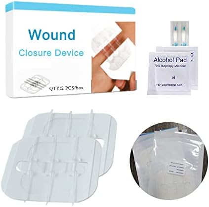 Hiraethore 2Pcs Zip Stitch Sutures, 3 Straps Emergency Steri Strips Wound Closure Device Laceration Kit, Extra Large Waterproof Butterfly, Hospital Grade for Home, Clear Color