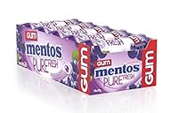 MENTOS Pure Fresh Chewing Gum, Grape, Sugar Free, 10 x 30 g