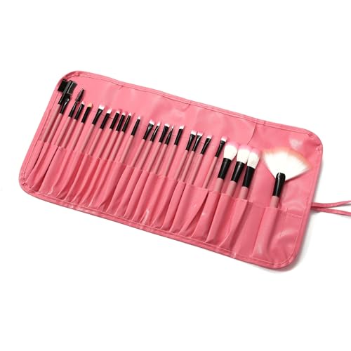 Makeup Brush Set 24 Pcs Premium Synthetic Foundation Powder Concealers Eye shadows Blush Wood color Makeup Brushes with Black Storage Bag(A10) image 5