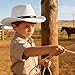 BQUBO Kids Cowboy Hat Boys Girls Western Cowboy & Cowgirl Hats Classic Felt Fedora Hats Belt Buckle Retro Panama Hat Unisex Rolled up Caps for 4-12Y