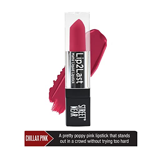 Image of STREET WEAR Lip2Last Matte Liquid Lipstick -Chillax Pink (Pink) - 5 ml - Transferproof, Smudgeproof, Mask Friendly, Non-Drying Formula, Enriched With Vitamin E - Lasts AM To PM! (Pack of 2)