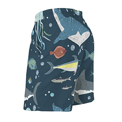Ktewqmp Zomerzwembroek met haiwalvis en kwallen voor mannen, zwembroek met zakken Hawaïaans - Image 3