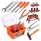 Rangement pratique : l'ensemble d'outils de jeu est livré avec une boîte à outils, ce qui permet de garder facilement les outils organisés et en un seul et d'éviter de les perdre, à , outils de construction de jouets