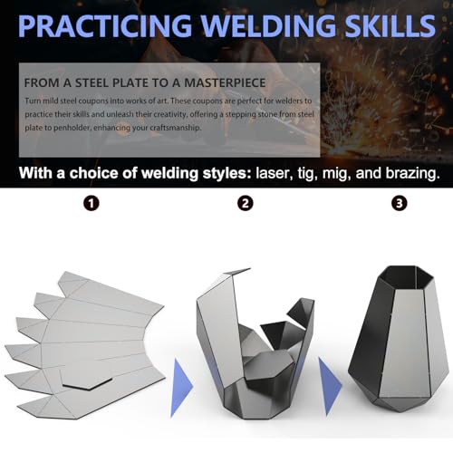 Image of Welding Coupons Vases,Welding Practice Kit,17 Gauge Mild Steel Plate,Beginner Welding Kits,Suitable for TIG, MIG, Laser, Stick, and Brazing