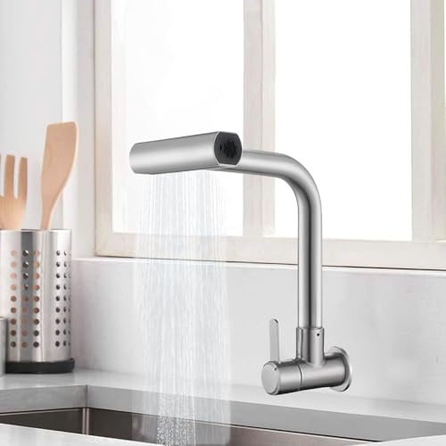 YESOP Torneira De Parede Cozinha Gourmet Cuba Monocomando Lavabo Pia Aço Inoxidável Prata