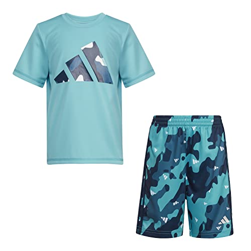Image of adidas baby-boys Poly Tee Aop 3s Short Set(infant)