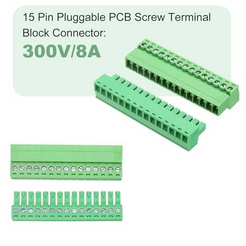 Terminal de tornillo para PCB de 15 pines: Conector enchufable para cableado de chips 28-16 AWG 5