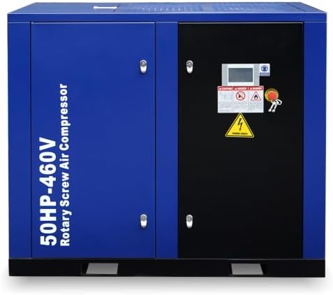 Industrial 50 HP Rotary Screw Air Compressor, 219 CFM at 125 PSI, 230V 3-Phase, 60 Hz, Stationary Fixed Speed, Heavy-Duty for Chemical Industries, Infrastructure & Manufacturing